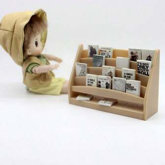 Mini Bookshelf And Mini Books, Mini Bookshelf And Book Set, Miniature Bookshelf Model, Realistic Bookshelf Books, Decorative Ornaments, Dollhouse Model, Miniature Toy Model, Photography Props