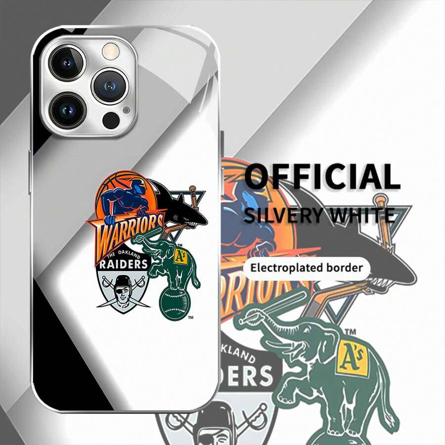Estuche para teléfono con el logotipo del equipo Warriors A's Compatible con estuches para teléfonos 17 16 Pro Max 15 Pro Max 13 y 12 Hecho de material de TPU que brinda protección contra golpes y caídas Un regalo perfecto para fanáticos de los deportes y para cumpleaños - Plateado - Ver 1