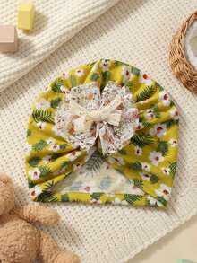 1 Bộ mũ mềm trang trí họa tiết hoa dễ thương cho trẻ sơ sinh, thích hợp sử dụng hàng ngày - Nhiều màu - Xem 7