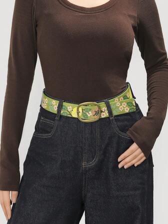 Y2K Baddie Embroidered Leather Belt, Women's Fashionable Waist Belt, Versatile Accessory Belt Suitable For Jeans And Casual Wear, Casual Belt | Stylish Belt | Durable Belt