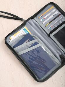 新款RFID屏蔽护照包，防水旅行收纳包，可装多本护照，旅行票卡证件收纳包，亲肤材质拉链长款护照夹，可拆卸腕带，旅行必备旅行用品旅行收纳包旅行钱包护照夹 - 彩色 - 查看 5