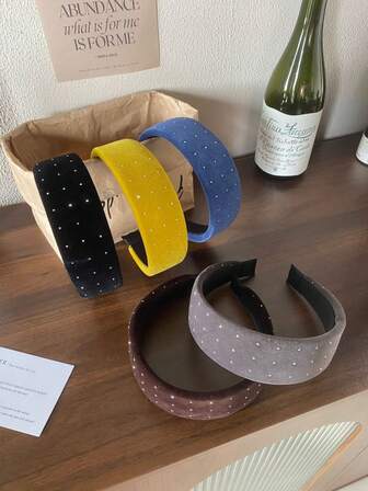 1 pieza Diadema de tela con estampado de estrellas de moda, accesorio de pelo de ala ancha y gruesa