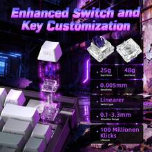 ATTACK SHARK R85 HE 75 % magnetiskt trådbundet speltangentbord, 8 kHz pollingfrekvens snabb trigger, 0,005 mm RT-precision, 256 000 skanningshastighet, anpassad hot-swap, webbdrivrutin för PC-tangentbord för gamers/win - Multifärgad - Visa 3