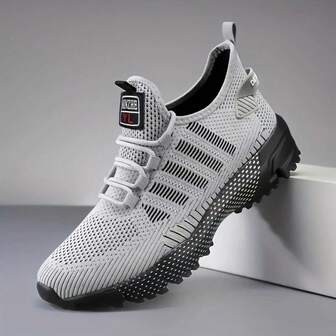 Plus Size Men's Casual Breathable Sports Running Shoes, Outdoor Fashion Solid Color Lightweight Training Sneakers