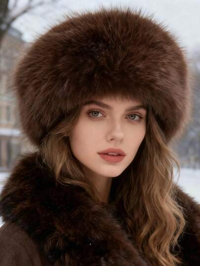 1 pieza Sombrero de invierno de princesa elegante y de moda de piel sintética para mujer. 2 piezas Sombrero de cubo de estilo mongol de material de piel sintética de zorro suave y cálido, resistente al viento y grueso. Accesorio para mujer. Adecuado para ocio al aire libre, vacaciones, fiestas, regalo de Navidad, regalo para la madre, etc.