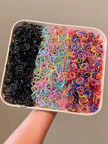 Set de 3000 piezas de gomas de pelo pequeñas, desechables, de alta elasticidad y sin daños, de colores variados, accesorios de pelo de uso diario para niñas - Multicolor - Ver 7