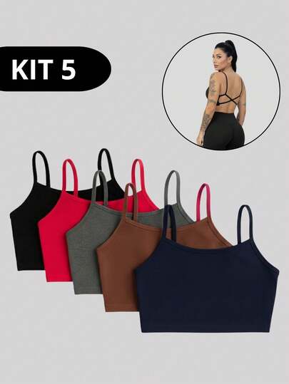 KIT Top CRUZADO Costa Nua fitness e casual sem bojo decote nas costas confortável