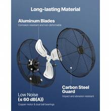 Ventilador industrial de pared de 20 pulgadas, 3 velocidades, 4650 CFM, para taller y garaje - 20 pulgadas, 3 velocidades - Ver 5