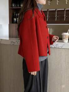 Fashionable Short Women's Blazer Jacket, Thick & Slimming, Suitable For Autumn/Winter - Red - View 4
