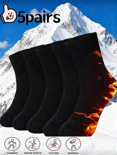 20 Pairs Men's Wool Blend Thermal Socks, Thick Cushion Crew Socks For Winter, Suitable For Skiing, Cycling, Outdoor Sports, Christmas/Thanksgiving/New Year Gifts