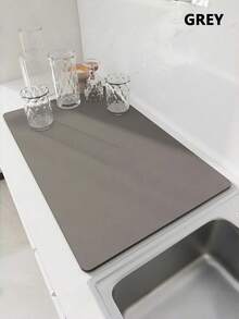 This Durable Kitchen Draining Mat Features A Super Absorbent Design, And Can Be Used As A Draining Mat, Anti-Slip Mat, Quick-Drying Mat, Tablecloth Or Sink Mat. Made Of Natural And Hygienic Materials, It Is A Practical Choice For Daily Home And Kitchen Use, As Well As A Thoughtful Option For Creating A Cozy Autumn/Winter Ambiance And Christmas Decor. Suitable For Home Organization, Holiday Decoration, And Tabletop Settings, It Is An Ideal Choice For Those Who Pursue High-Quality Living And Seasonal Aesthetics. - Grey - View 8