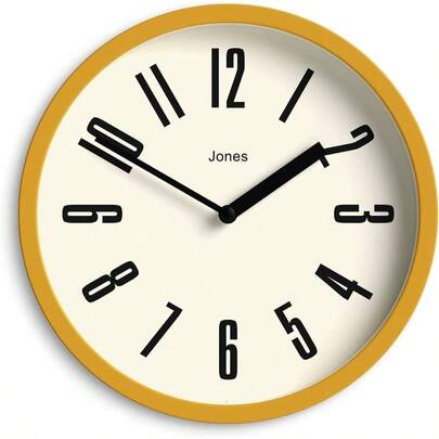 HAWT® Hot Tub Wall Clock Small Retro Round Clock 8 Inch Mustard Yellow Easy To Read Numbers Ideal For Kitchen Office Kid S Room Large Or Small Space