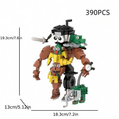 AI Shanhaijing Tralalero Tralala Brainrot Italian Building Block Set, Tung Tung Sahur Funny Cartoon Gorilla Banana Building Block Model Toy, Mixed Frog Warrior Building Block Assembly Set - MOC Fantasy Creature Model Building Kit, Suitable For Collectors, Unique DIY Gift, With Instructions, Durable ABS Plastic, Mixed Colors, Movie-Style Design, Great For Home Or Office Decor, Creative Desktop Ornament, Christmas/Halloween/Birthday Gift
