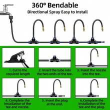 AWYY60 Ft Drip Irrigation System-Garden Drip Irrigation Kit With 19 Pcs 360°Adjustable Copper Nozzles Automatic Atomizing Watering Irrigation System For Garden Lawn Greenhouse Potted 5/16 Inch Hose - 60FT - 查看 4