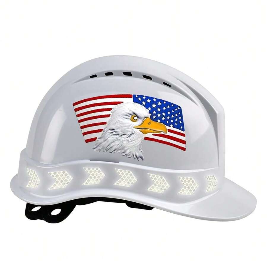 Cap Style Hard Hat,Construction Work Ty Helmet For Men&Women,Hard Hat With American Flag And Eagle Design,White - 白色 - 查看 1