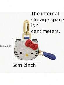1 件装，三丽鸥 Hello Kitty 钥匙扣 - 可爱红色蝴蝶结，黄色鼻子，PU 皮革金属扣，耐用时尚女式配饰，情人节礼物，生日及日常使用，趣味设计，精细缝制