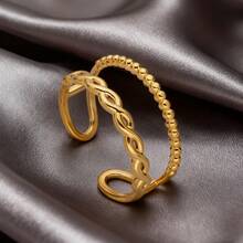 Double-Layer Stainless Steel Stacked Ring, A Versatile Jewelry Accessory Suitable For Both Men And Women, Perfect For Daily Wear And An Excellent Gift For Special Occasions. - Yellow Gold - View 1