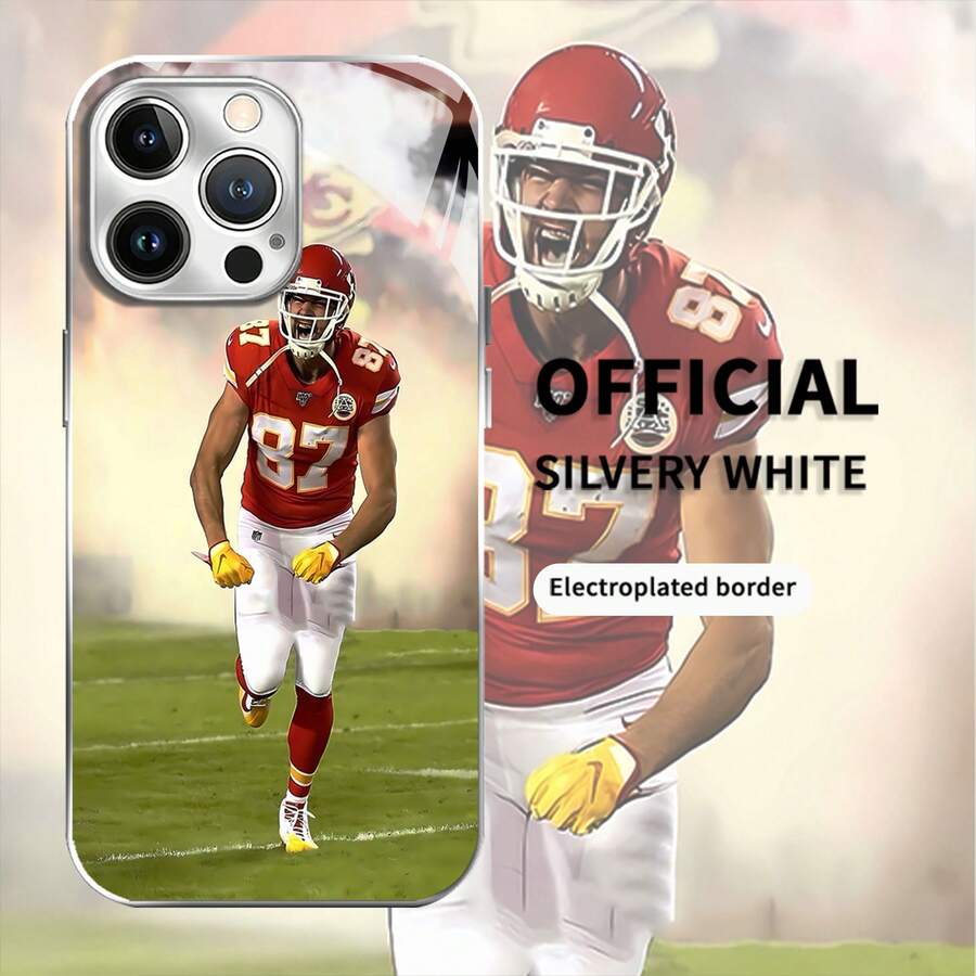 Estuche para teléfono con patrón de acción de estrella de fútbol Compatible con estuches para teléfonos 17 16 Pro Max 15 Pro Max 13 y 12 Hecho de material de TPU que brinda protección contra golpes y caídas Un gran regalo para familiares, amigos, seres queridos, novios / novias y para Navidad - Plateado - Ver 1