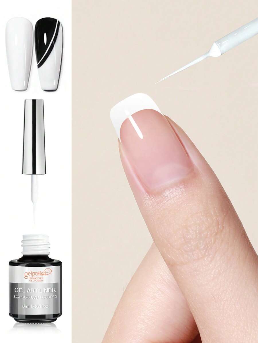 Christmas Gel Polish Nail Art Gel Liner Nail Polish Liner Gel Polish White Gel Nail Polish Soak Off UV Gel Built Thin Nail Brush In Bottle Gifts For Women - White - View 1