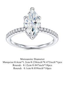 925纯银莫桑石戒指，女士款，低过敏性，高端订婚/结婚戒指，情人节/生日礼物，防氧化礼盒包装 - 戒指 - 查看 8