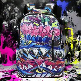 Men's Shark Print Fashion Backpack, Large Capacity Pockets, Essential For Romantic Getaways, Christmas Gift, Autumn/Winter