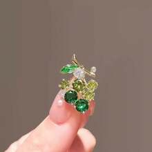 Grape Anti-Exposure Brooch For Women, Cross-Border Fresh And  Personality Pin, Collar Pin, Cardigan Fixing Clothing Accessory, Brooch - Số 296 Nho tím hai màu - Xem 8