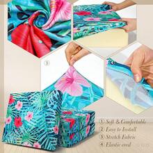 Newwiee 8Pcs Patio Cushion Covers Stretch Outdoor Cushion Cover Replacement For Patio Furniture Sofa Couch Slipcovers, Soft Flexibility Washable Furniture Protector(Fresh Floral,Fresh Color),One-Size,FreshColorFreshFloral - 清新色彩清新花卉 - 查看 5