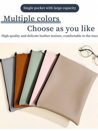 Bolsa de almacenamiento A5, bolsa de archivo de cuero con cremallera sencilla, tamaño 25 cm * 20,5 cm, almacenamiento de papelería, organizador para bolso de maquillaje grande, organizar cosméticos, bolso de mujer/viaje