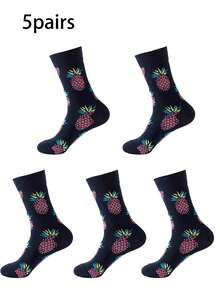 1/5/10 Pairs Fashionable & Unique Fruit Pattern Socks For Women, Suitable For Various Occasions, Casual & Street Style, Great Gift For Home Wear, Mid-Calf Socks, Autumn/Winter - Multicolor - View 17