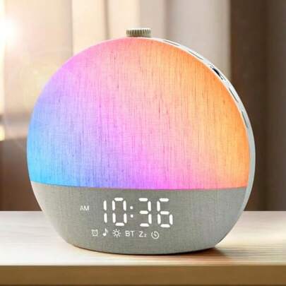 HAWTSunrise Alarm Clock White Noise Sound Machine Sunlight Alarm Clocks For Bedrooms 9 Natural Wake Up RGB Night Light 30 Soothing Sounds For Heavy Sleepers Baby Adults