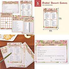 Floral Bridal Shower Games - Set of 5 Games, Wedding Game Cards Pack and Party Supplies, Including Marriage Advice, Bingo, How Well do You Know Bride, 50 Sheets Each Game, Pink, 5 x 7 Inches(default) - Multicolor - Ver 1