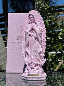 Statue Of The Virgin Mary - Religious Decorations - White and Pink - View 8