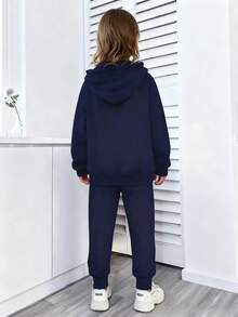 Toddler Girls' Letter Print Warm Hoodie And Sweatpants Set