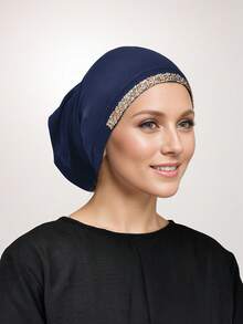 1 chiếc khăn trùm đầu bằng vải jersey màu trơn đính đá lấp lánh dành cho nữ, kiểu dáng bandana, mũ ống thời trang đính kim cương, phụ kiện hijab, mũ hijab đa năng phù hợp cho mọi mùa, mùa hè, đi biển. - Mũ lưỡi trai nhiều màu - Đính đá dập nổi - Xem 14