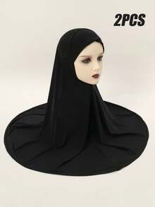 1 件女士纯色即时头巾，祈祷休闲头巾，实用头巾，即时长款 Khimar 头巾，适合全年日常使用头带 Abaya 配饰休闲帽女士面纱