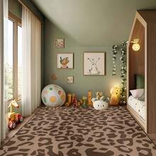 1Pc Large Fashionable Leopard Print Pattern Area Rugs, Black And Gray Color Scheme, Non-Slip Backing, Lightweight, Durable Polyester, Machine Washable, Easy To Clean, Soft Felt Back, Suitable For Living Room, Bedroom Or Office, Sofa, Coffee Table, Kitchen, Bathroom, Balcony, Entrance Carpet, Apartment, Dormitory, Porch, Patio, Farmhouse Decor, Low Pile Carpet, Low Pile Carpet - 樣式 2 - 查看 2