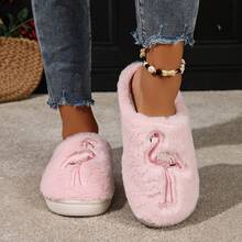 Neue bequeme Flamingo Lässig süße Stoff Cartoon Hausschuhe für Innenräume, Herbst/Winter Thermohausschuhe - Pink - Übersicht 5
