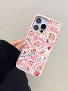 Funda magnética de Rosita Fresita, diseñada con adorables personajes y corazones, compatible con  17,  16,  16 Pro Max,  15,  15 Pro Max,  14,  13 y  12. Igual que el  11 Pro, está hecha de TPU y es resistente a los golpes. Es un regalo ideal para familiares, amigos, niños, cumpleaños, el Festival de Primavera, días festivos, novios, novias y San Valentín. - Rosa - Ver 3