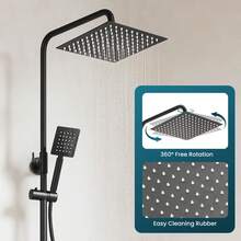 8/10-Inch Square Adjustable Rainfall Handheld Shower Set – Chrome-Plated Thermostatic Mixer With Hose & Stainless Steel Bar For Overhead And Handheld Use - 8-inch - View 6
