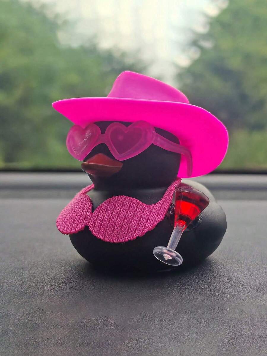 1pc Cute Beer Duck Design Car Decor Set, Retro Style Cool Black Duck Statue Figurine Collectible Mini Doll, Suitable For Car Dashboard/Motorcycle/Bicycle | Adorable Indoor/Outdoor Vehicle Accessory, Cute Little Item For My Car, Car Decoration - Thoughtful Gift - one-size - View 1