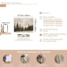 1pc Winter Wonderland Vintage Canvas Wall Art - Vibrant Leaf Pattern Retro & Art Deco Print, Framed/Unframed Horizontal Home Decor For Living Room, Office & Hotel Gifts - Multicolor - View 14