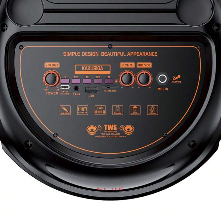 Cacusica dual 8 "40w luz móvil portátil soporte tarjeta usb función altavoz de karaoke, viene con micrófono, control remoto. - Negro - Añade 8