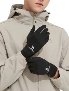 CAMEL CROWN قفازات رياضية مقاومة للرياح مبطنة بالقطيفة دافئة، قفازات ركوب الدراجات مانعة للانزلاق وماصة للصدمات - حبر أسود - مشاهدة 5