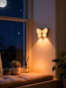 1pc Motion Sensor Butterfly Wall Light, Cute Soft Glow Bedroom Bedside Lamp, Desk Decor Ambient Night Light, Suitable For Kids Room, Bedroom Sleep Aid, Ins Style Desk Decor, Gift And Cozy Atmosphere