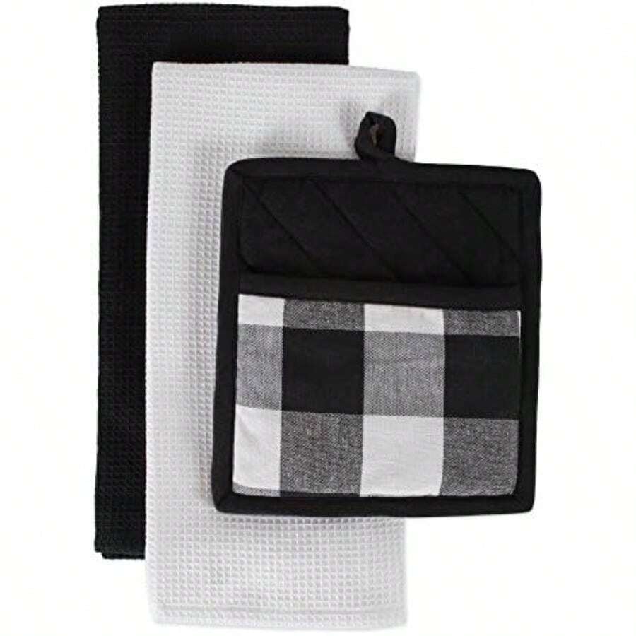 DII - Mantel Rectangular para cenas Familiares o reuniones en Interiores o Exteriores, Uso Diario, , , 1, 1(Blanco y negro Juego de cocina) - Multicolor - Ver 1