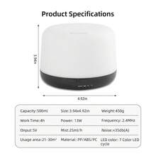 500ml Essential Oil Diffuser With Remote Control, Auto Shut-Off, Aromatherapy - 杏色 - 查看 4