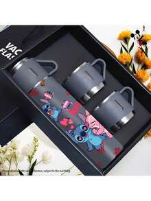 1pc Stitch Coffee Mug Set, 304 Stainless Steel Vacuum Insulated Travel Cup With 3 Lids, Rust Resistant, Non-Slip, Gift Box Packaging, Ideal For Office, Camping, Dining - Mother'S Day & Valentine'S Gift - Multicolor - View 13