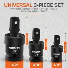 Impact Swivel Socket Set - 1/2 3/8 and 1/4 Swivel Socket Set - Universal Joint Socket for Hard-To-Reach Angles - Premium Cr-Mo Steel Flexible Socket Extension Set - Rust Resistant - Drixet - como en la foto - Ver 2