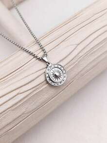 1 pieza Collar con colgante minimalista de acero inoxidable con forma de luna creciente, estrellas y sol - Estrellas y Luna - Ver 3