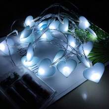 1pc 10/20/40/80 LED 1.5m/3m/6m/10m Fabric Heart Shaped String Lights, Suitable For Valentine's Day, Proposal, Wedding Decoration, Room, Bedroom, Living Room, Party, Holiday Decoration, Birthday, Gift Decoration [No Battery Included] - Fabric Heart - View 9
